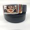 OSKA Men’s Belt Genuine Cow Leather Automatic Buckle Bronze Gold Superman / Black GiftBox