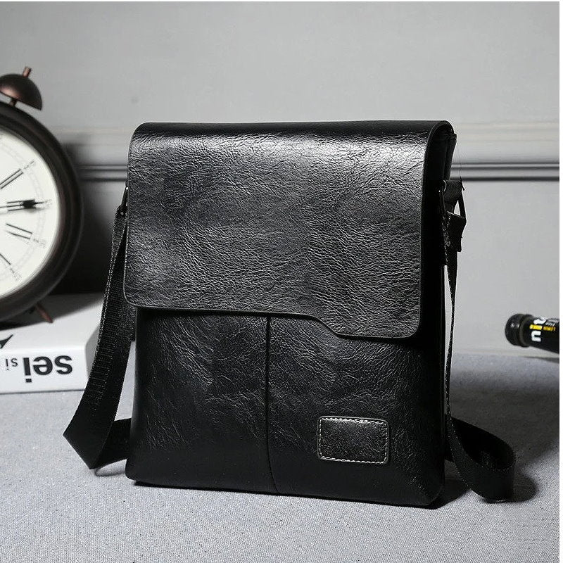 OSKA Men's Shoulder Bag Crossbody Pu Leather - Black