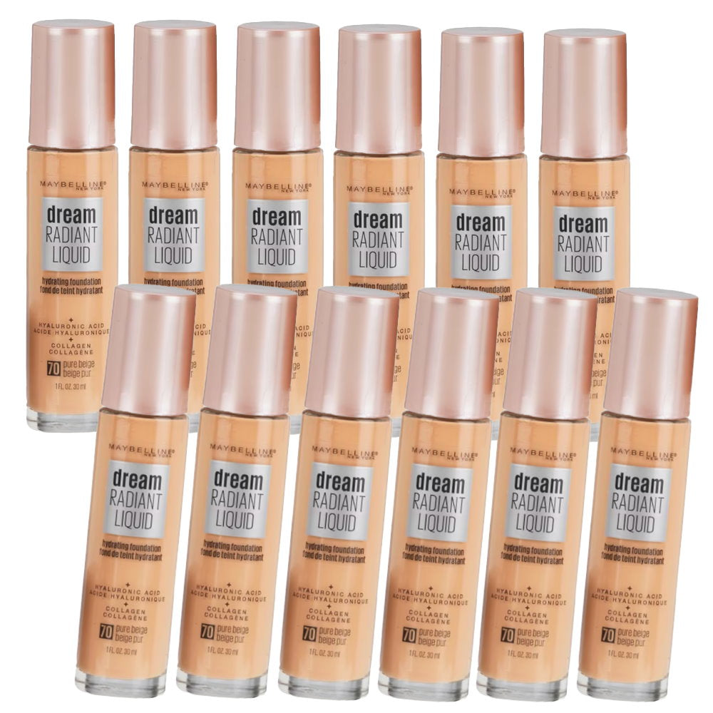 12pk Maybelline Dream Radiant Liquid Hydrating Foundation 70 Pure Beige