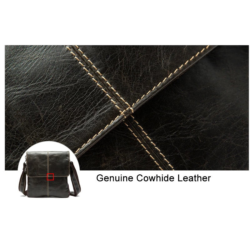 OSKA Men's Shoulder Crossbody Genuine Leather Bag - Dark Coffee
