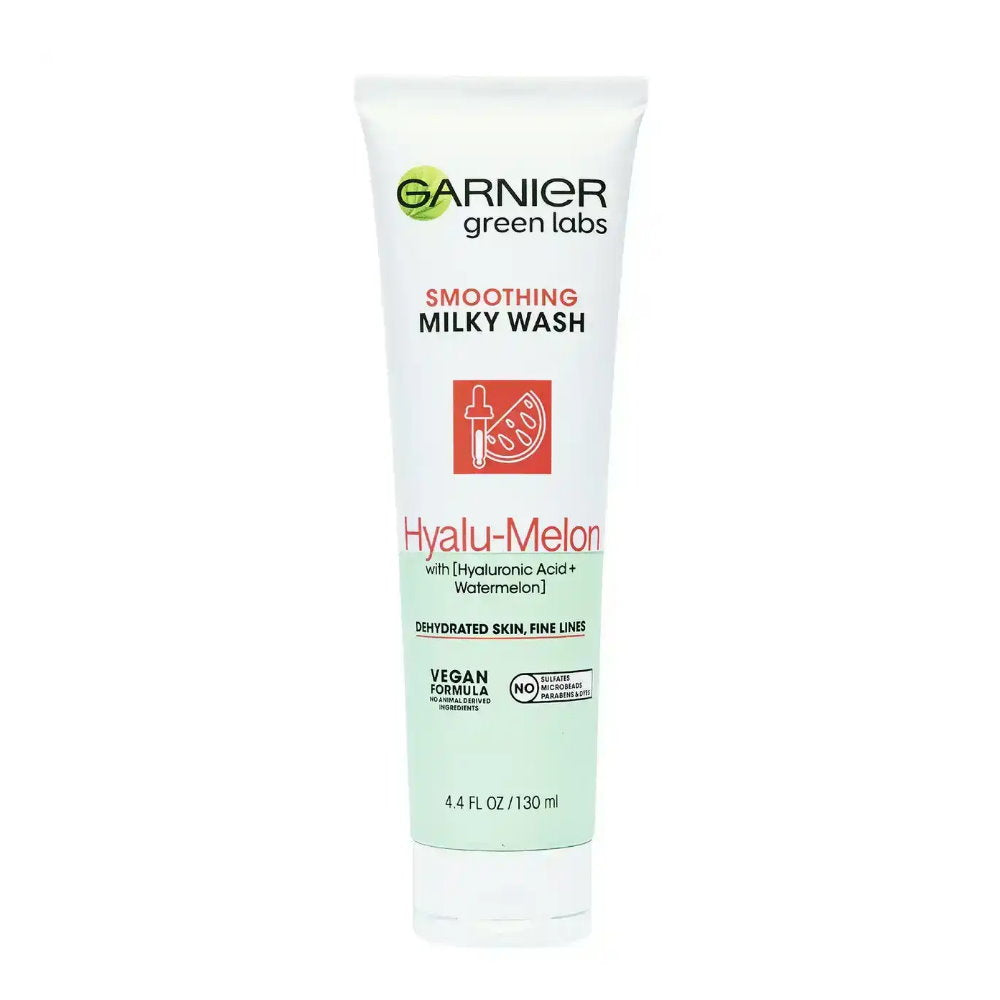 Shop Online Makeup Warehouse Garnier Green Labs HyaluMelon Smoothing Milky Wash Cleanser 130mL