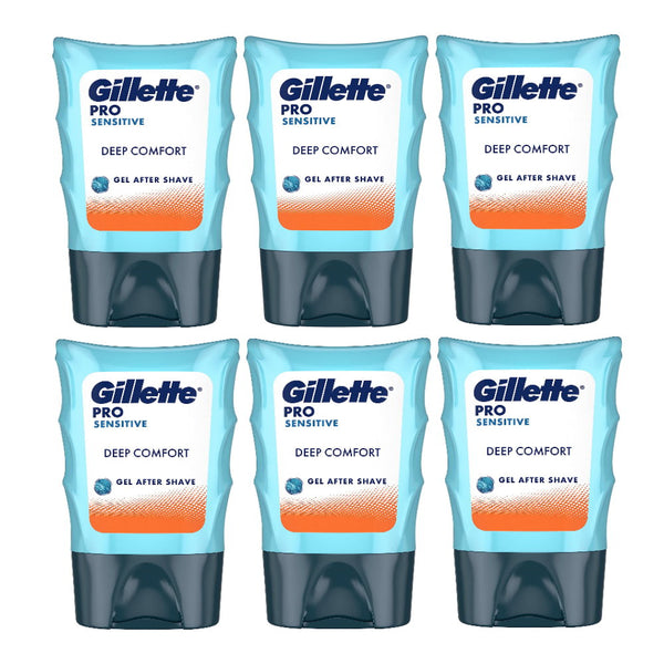 6x Gillette Pro Sensitive Deep Comfort Gel After Shave Men's 75ml