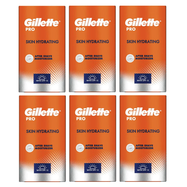 6x Gillette Pro Skin Hydrating After Shave Moisturiser Men's 50ml with SPF15 EXPIRY 08/2024