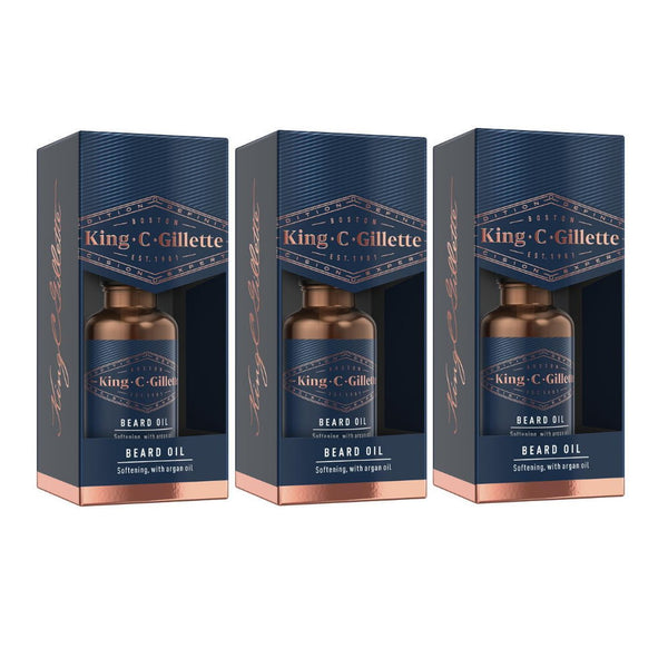 3x King C Gillette Beard Oil Softening with Argan Oil Men's