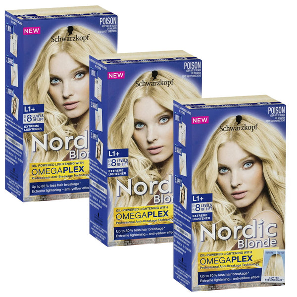 3 x Schwarzkopf Nordic Blonde Hair Colour L1+ Extreme Lightener - up to 8 levels of lift - Makeup Warehouse in Australia