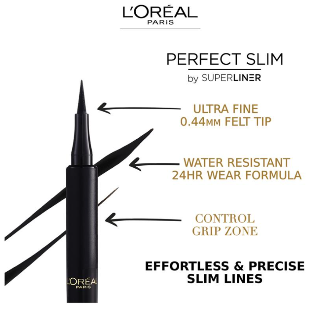 4x L'Oreal Paris Perfect Slim Eyeliner Intense Black 1.2ml Makeup