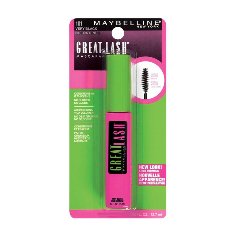 3x Maybelline Great Lash Washable Mascara 101 Very Black 12.7ml