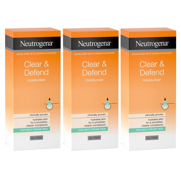 3 x Neutrogena Clear and Defend Moisturiser 50mL