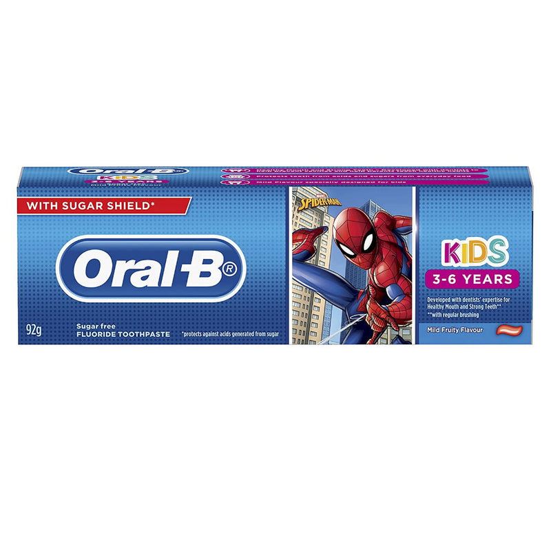 4x Oral B Spiderman Kids 3-6 Years Toothpaste 92g Mild Fruity Flavour