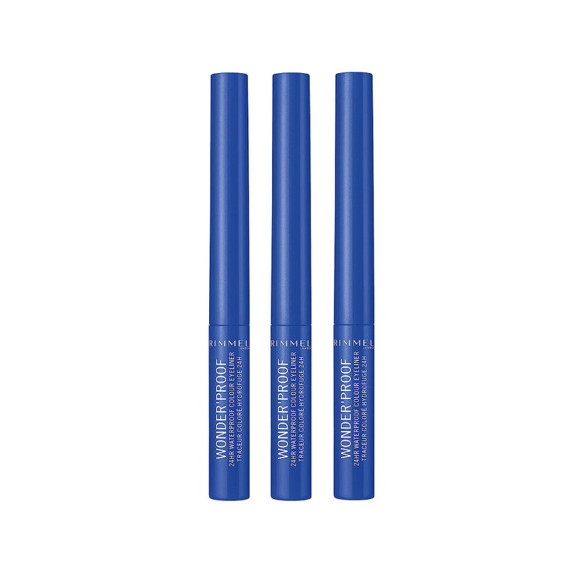 3x Rimmel Wonder Proof 24Hr Waterproof Colour Eyeliner 1.4mL  005 Pure Blue