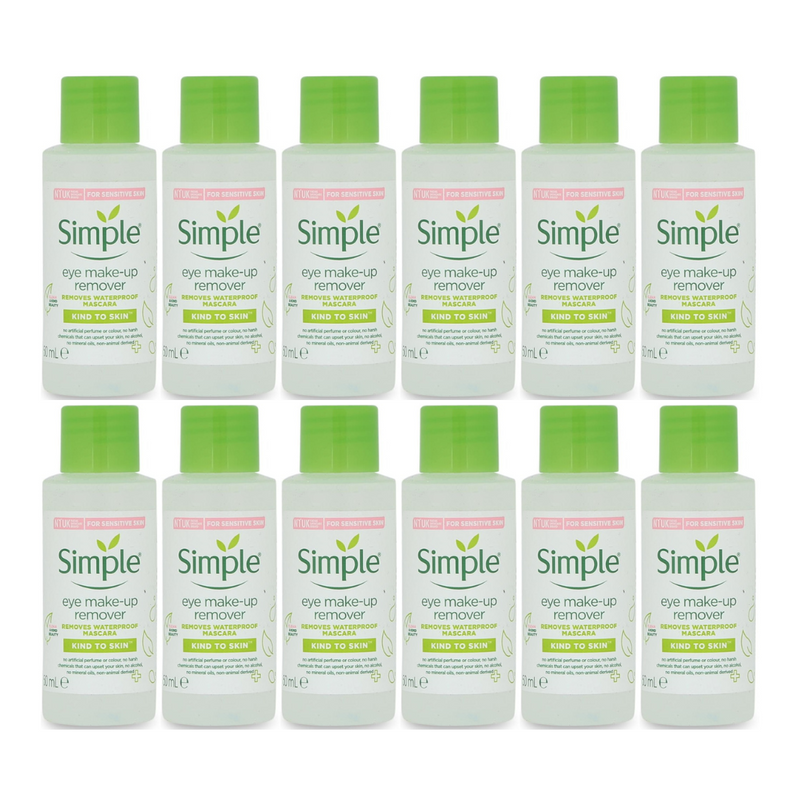 12 x Simple Eye Make-Up Remover Kind To Eyes 50mL
