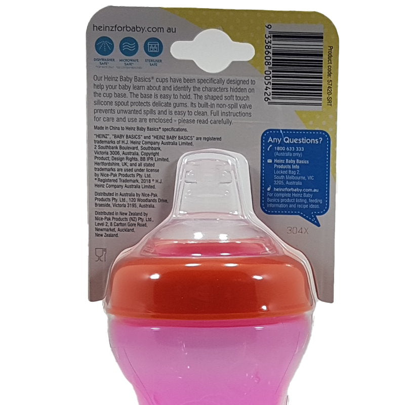 Heinz Baby Basics Silicone Sipper Cup Pink 300mL - Makeup Warehouse Australia