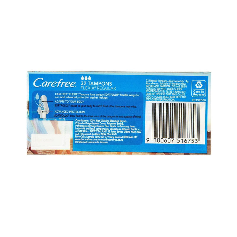 6 x Carefree Flexia Regular Tampons 32 Pack (192 Tampons in total)