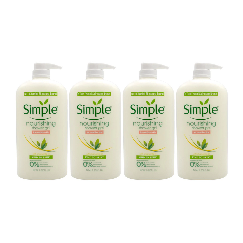 8 x Simple Nourishing Shower Gel for Sensitive Skin with Chamomile Oil