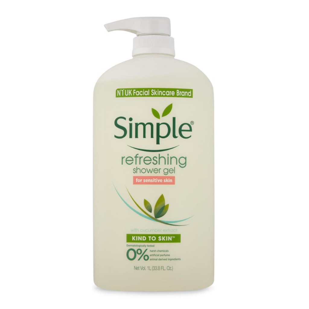 Simple Refreshing Shower Gel for Sensitive Skin with Cucumber Extract