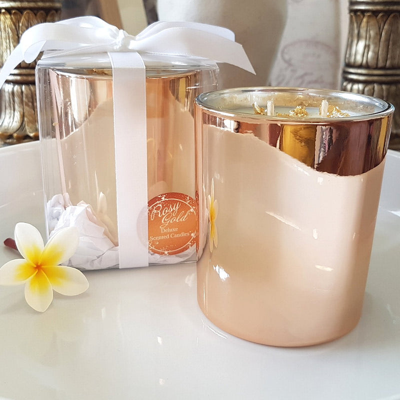 Rosy Gold Double Scented Candles Large Rose Gold - Vanilla Caramel