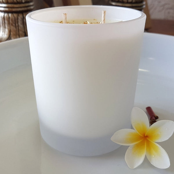 Rosy Gold Double Scented Candles Large Frosted Satin Japanese Honeysuckle - Makeup Warehouse Australia 