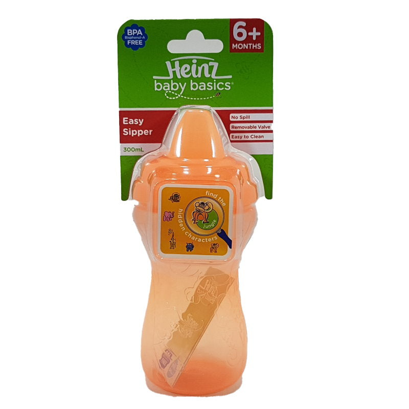 3x Heinz Baby Basics Easy Sipper Assorted Pink Orange and Blue 6m+ 300ml Baby Bottle