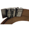 OSKA Men’s Belt Genuine Leather Automatic Buckle Matt Silver - Deep Tan Brown
