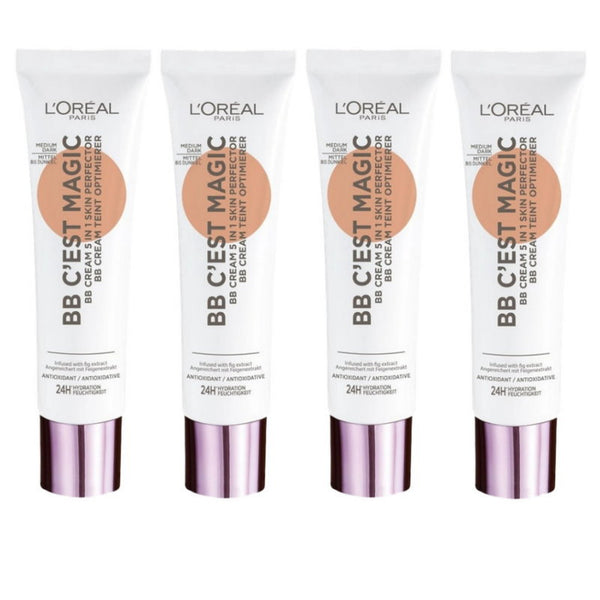 Buy 4pk LOreal C'est Magic BB Cream 5 in 1 Skin Perfector 05 Medium Dark 30mL - Makeup Warehouse Australia 