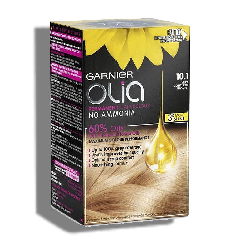 Shop Online 12pk Garnier Olia Bold Permanent Hair Colour 10.1 Very Light Ash Blonde - Makeup Warehouse Australia