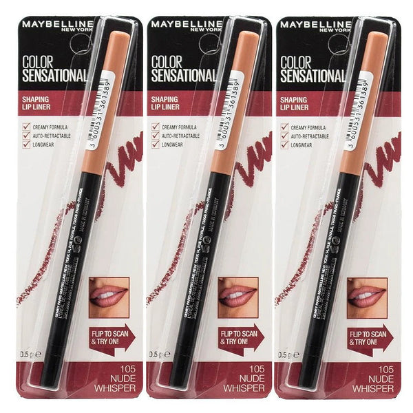 3x Maybelline Color Sensational Shaping Lip Liner - 105 Nude Whisper
