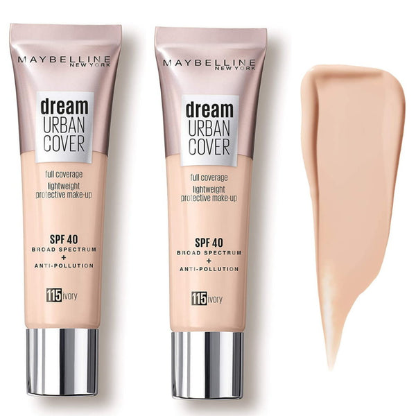 2 for 1 - Maybelline Dream Urban Cover Full Coverage 115 Ivory - Makeup Warehouse Australia