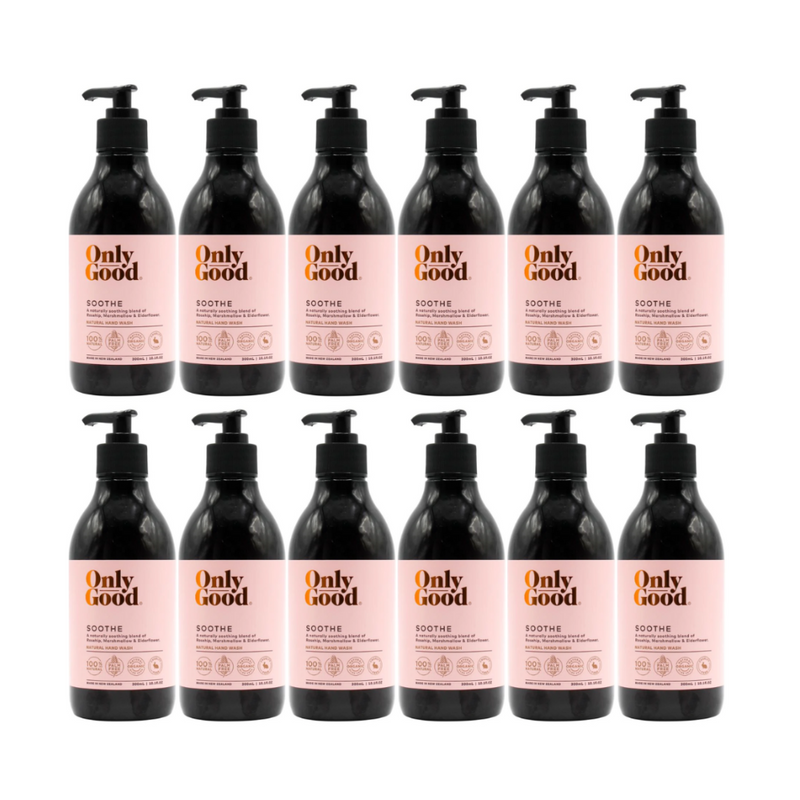 12x Only Good Soothe Natural Hand Wash Rosehip Marshmallow and Elderflower 300ml