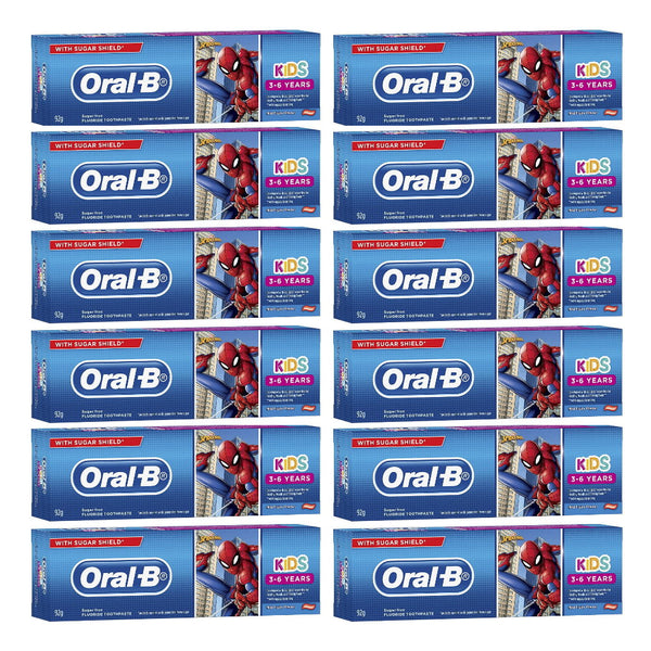 12x Oral B Spiderman Kids 3-6 Years Toothpaste 92g Mild Fruity Flavour EXP 04/2024