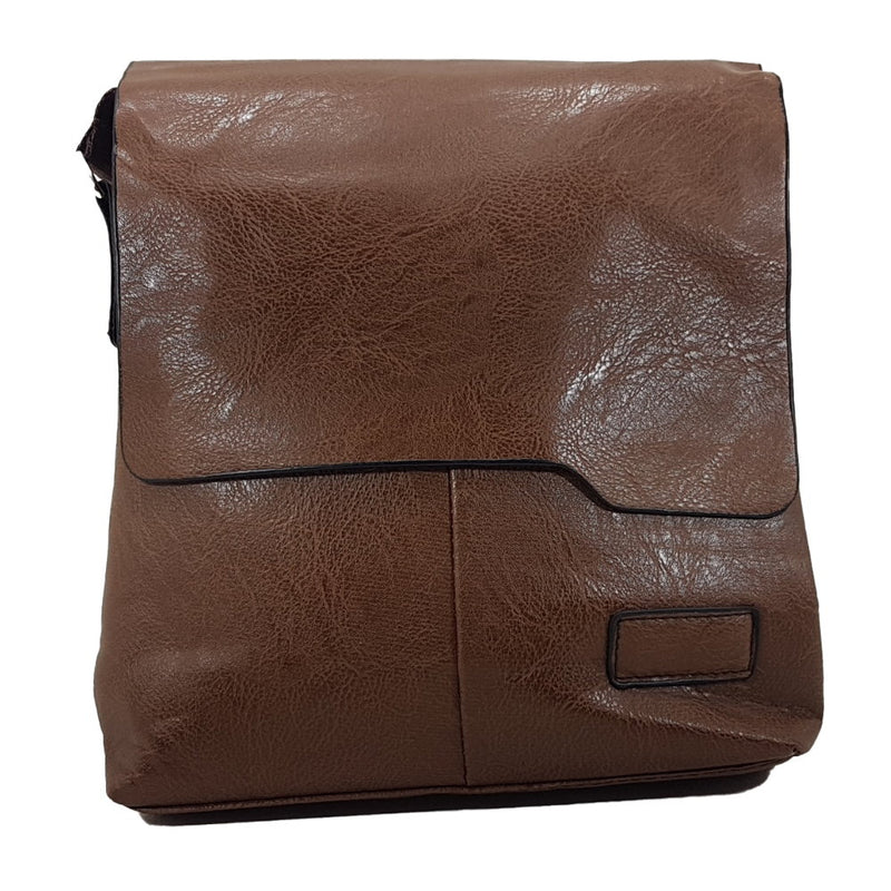 OSKA Men's Shoulder Crossbody Pu Leather Bag - Light Brown