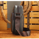 OSKA Men's Genuine Leather Shoulder Satchel Bag - Tan Brown