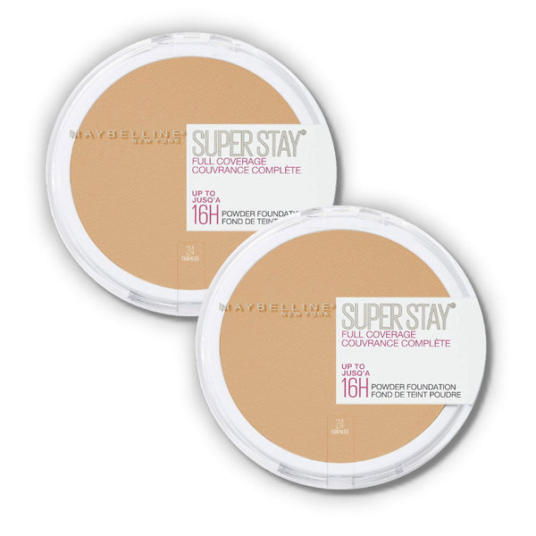 2x Maybelline Superstay Full Coverage Powder Foundation 24 Fair Nude
