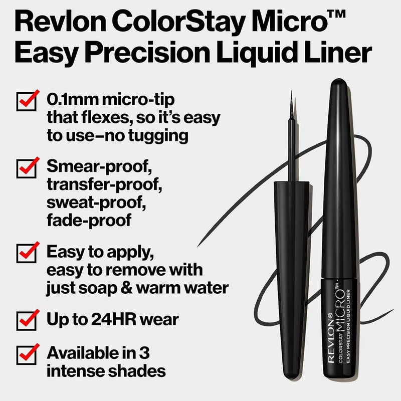 10x Revlon ColorStay Micro Easy Precision Liquid Eye Liner 1.7ml 302 What The Fudge