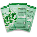 3x Garnier Hydra Bomb Hyaluronic Acid Green Tea Sheet Mask 28g