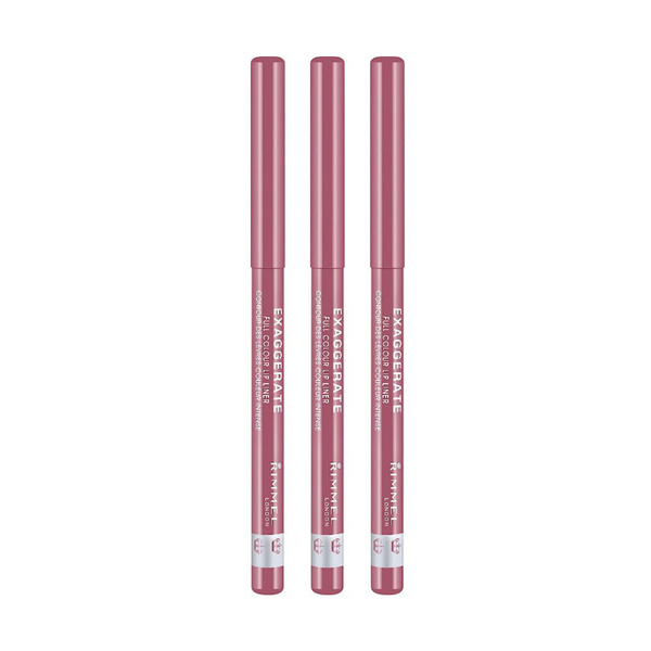 3x Rimmel Exaggerate Lip Liner 063 Eastend Snob Dusty Pink
