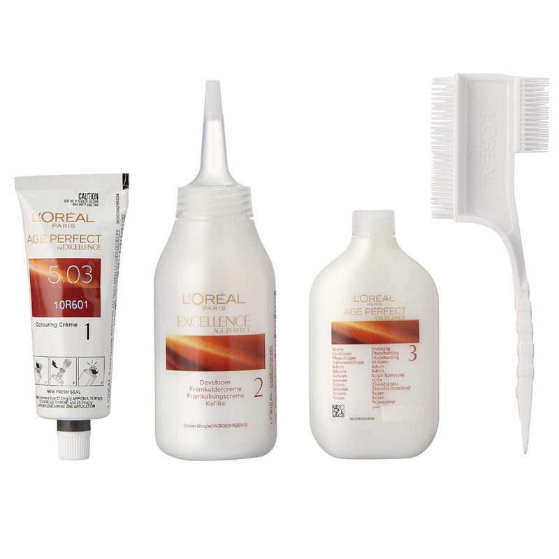 6x L'Oreal Paris Excellence Age Perfect Hair Colour 5.03 Warm Golden Brown