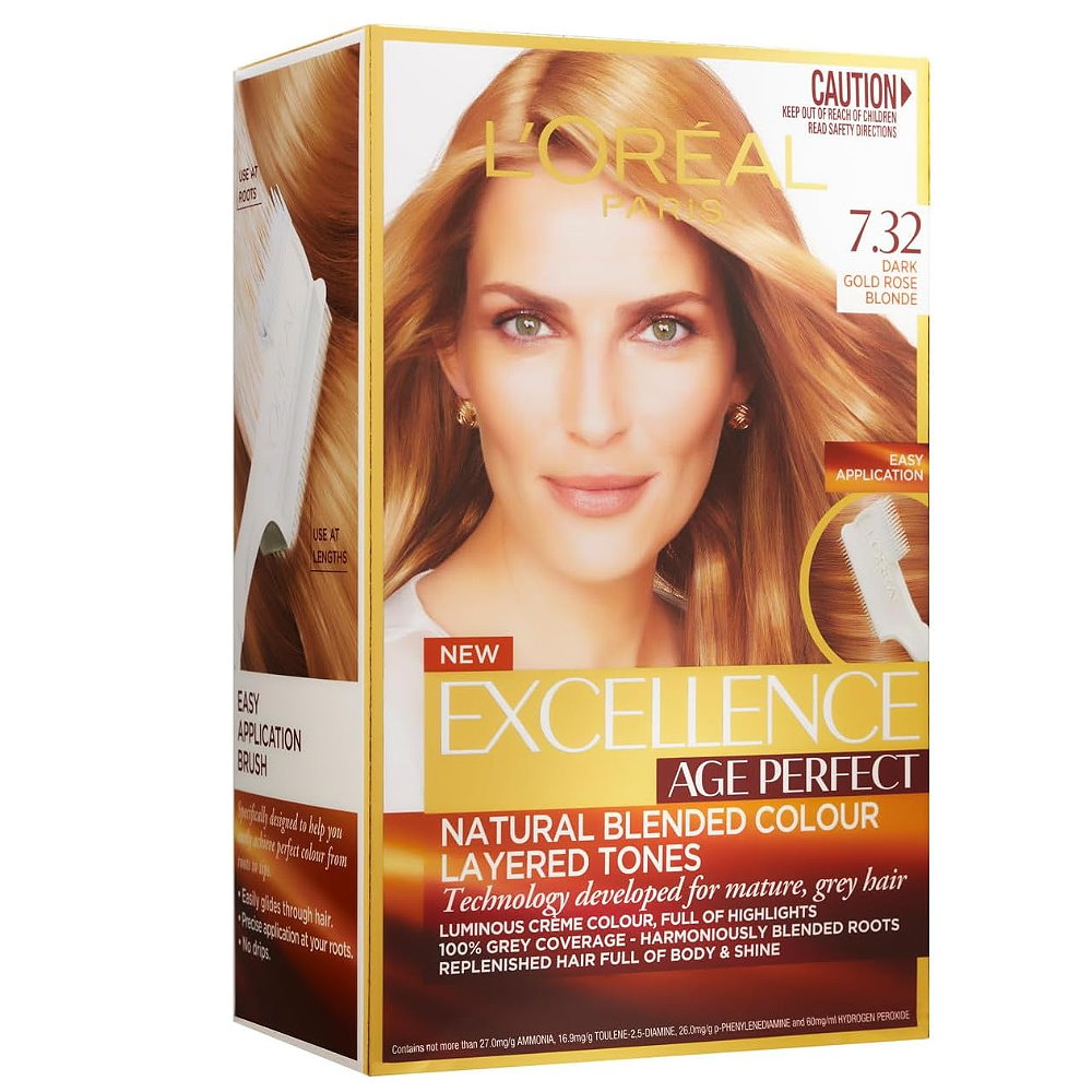 3x L'Oreal Paris Excellence Age Perfect Hair Colour 7.32 Dark Gold Rose ...