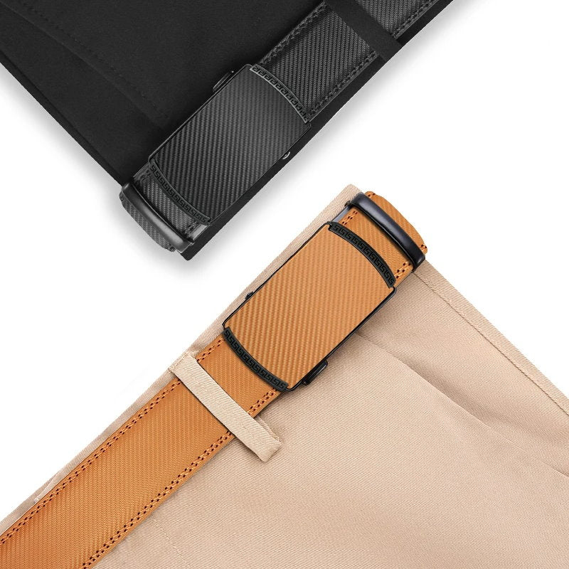 OSKA Men’s Luxury Belt Genuine Leather Buckle Tan Black - Tan Belt