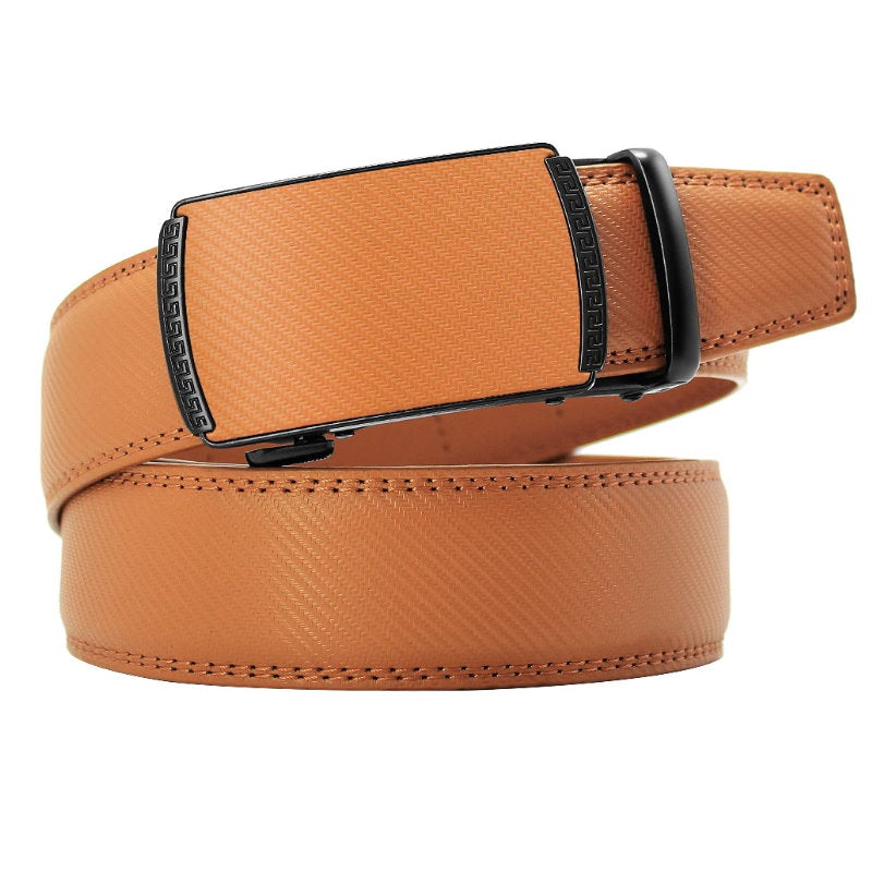 OSKA Men’s Luxury Belt Genuine Leather Buckle Tan Black - Tan Belt