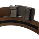 OSKA Men’s Luxury Belt Genuine Leather Automatic Step Buckle Matt Silver Tan Brown