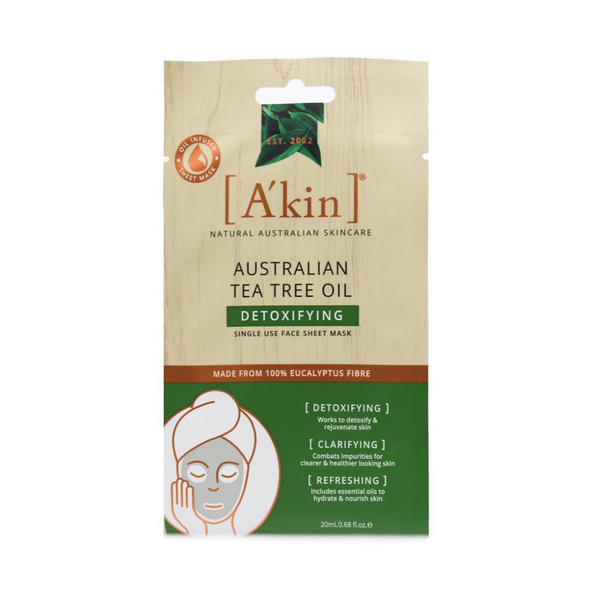 Akin Face Sheet Mask Detoxifying Australian Tea Tree Oil 20ml