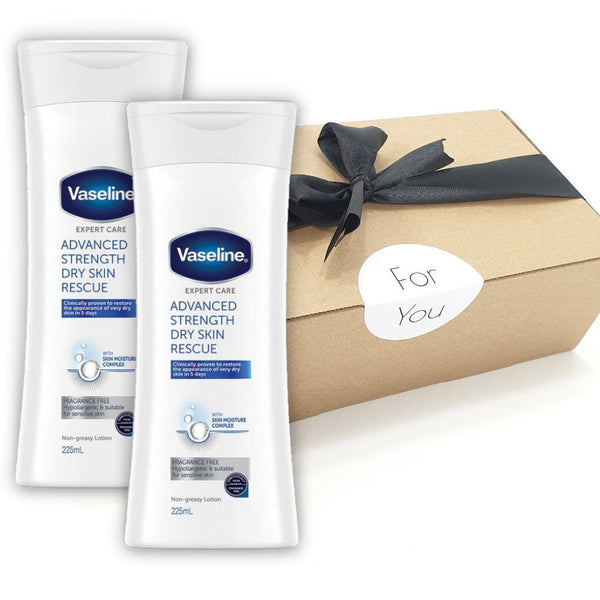 Gift Box 2pk Vaseline Advanced Strength Dry Skin Rescue Body Lotion Moisturiser 225mL