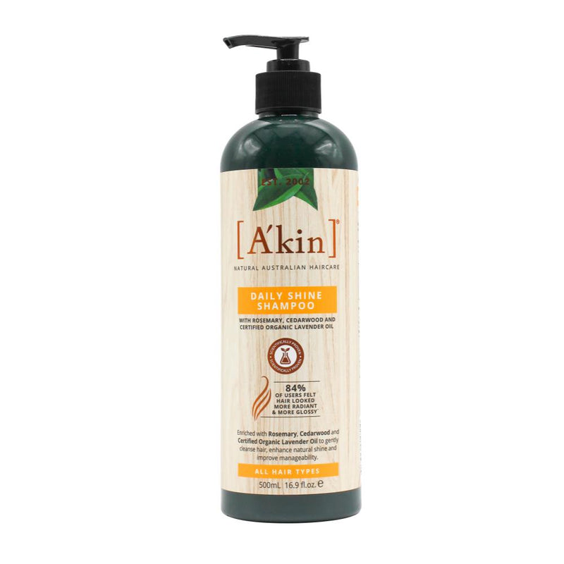 3x Akin Daily Shine Shampoo Rosemary, Lavender and Cedarwood 500ml