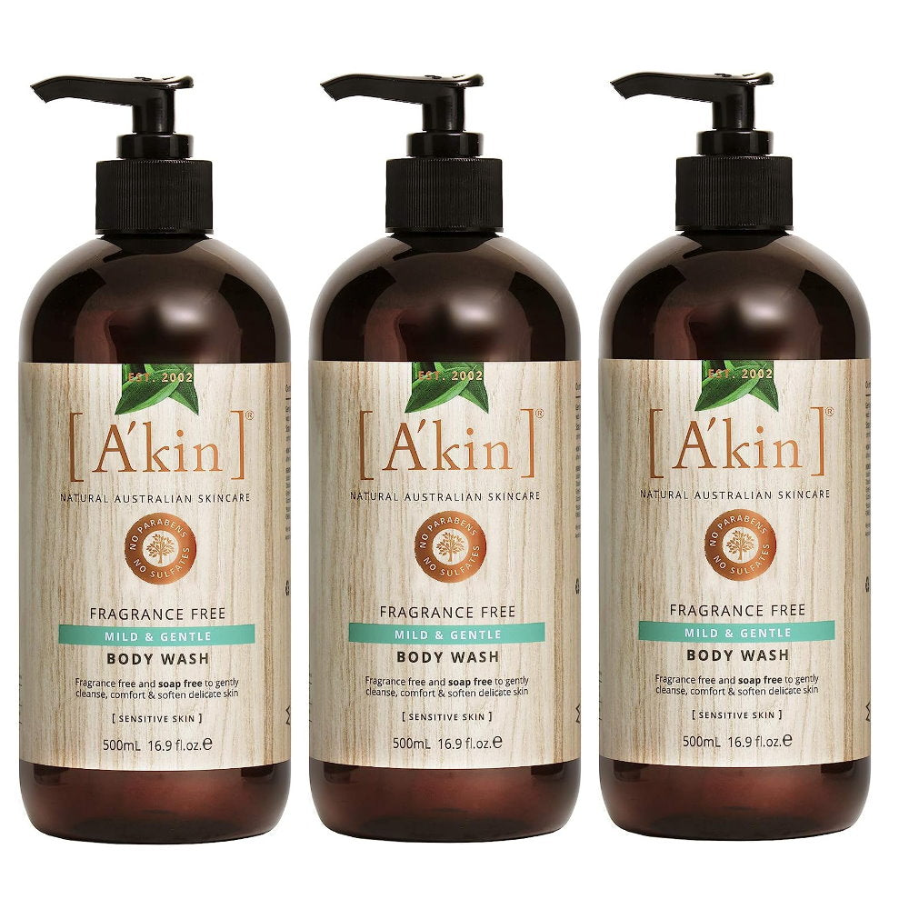 Shop Online 3 x Akin Fragrance Free Mild and Gentle Body and Hand