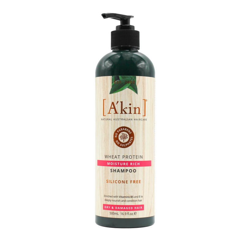 3x Akin Moisture Rich Shampoo Wheat Protein 500ml