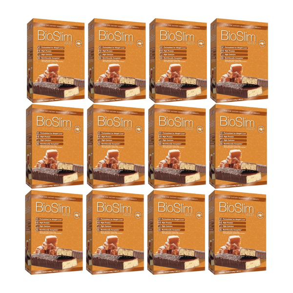 12x Bioslim VLCD Caramel Crunch Bars 5 x 60g - EXP 03/2024