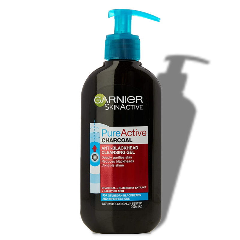 6x Garnier Pure Active Charcoal Anti Blackhead Cleansing Gel 200ml