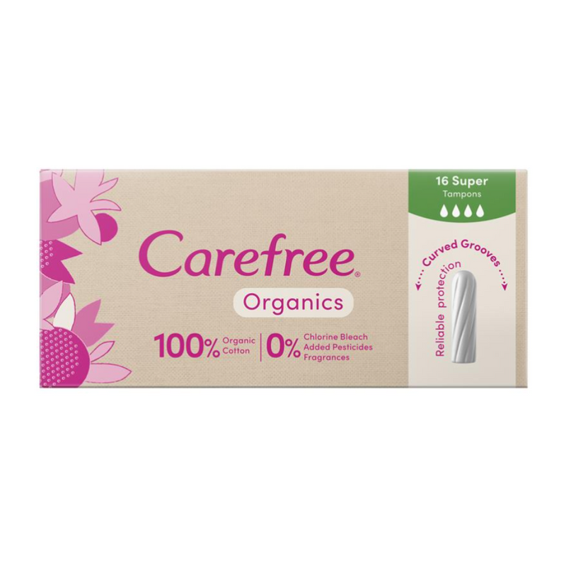 6x Carefree Organic Tampon Super 16pk