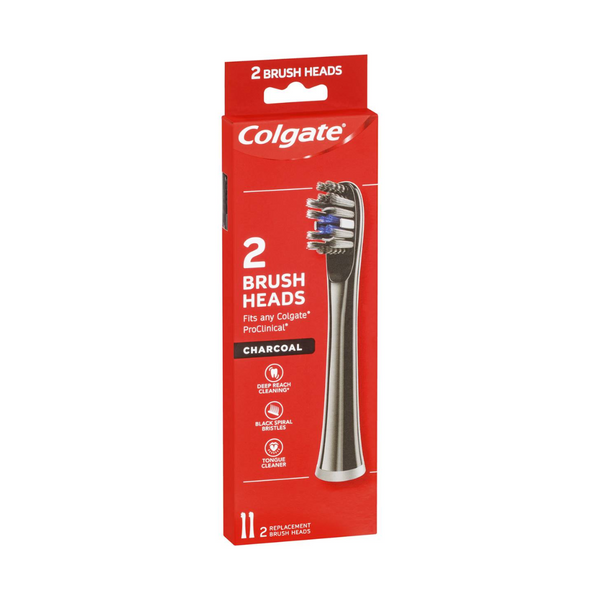Colgate 2 Replacement Brush Heads Charcoal Fits any Colgate ProClincal