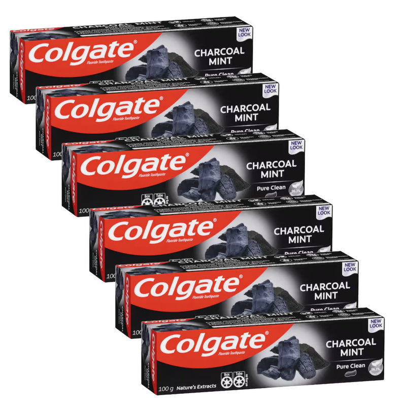 6x Colgate Charcoal Mint Pure Clean Nature's Extracts Toothpaste 100g
